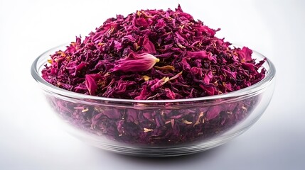 Dried Flower Petals in Glass Bowl Closeup Photography