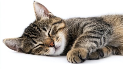 Fototapeta premium A Tabby Kitten Sleeping with One Paw Extended