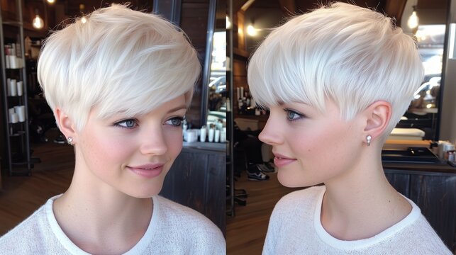 Chic and sassy platinum pixie cut