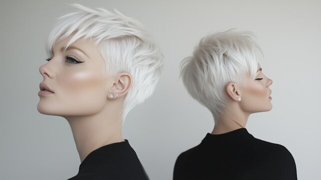 Chic and sassy platinum pixie cut