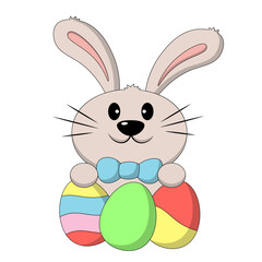 Cute Rabbit with Easter egg in color