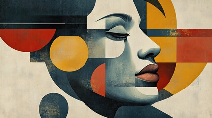 Colorful face background, cubism art style,abstract portrait