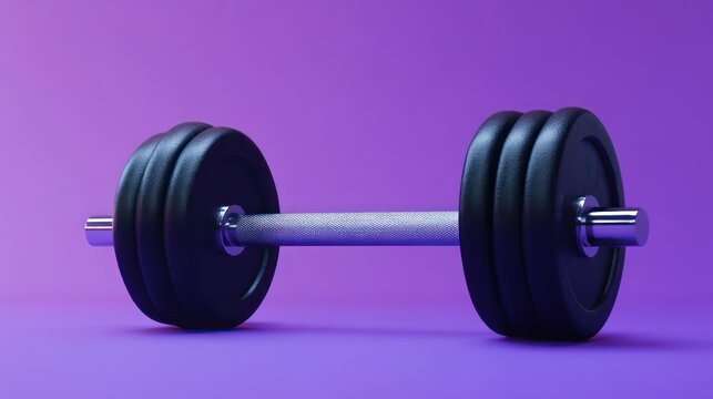 3d Dumbbell icon isolated on purple background. Workout gym tools, Sport equipment, 3D render