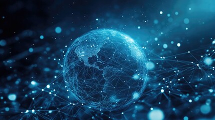 Obraz premium A Digital Representation of the Earth with Interconnected Lines and Points