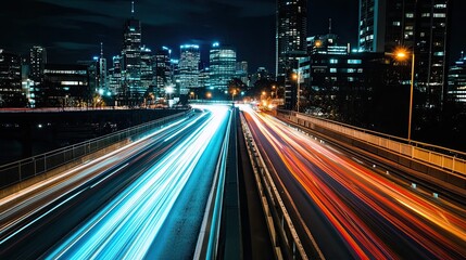 Fototapeta premium nightscape traffic, bridge scene road