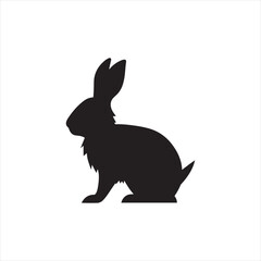 Minimalist Rabbit Silhouette in Black