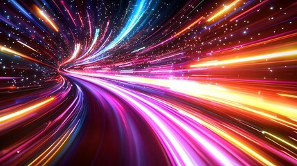 Abstract neon light tunnel background

