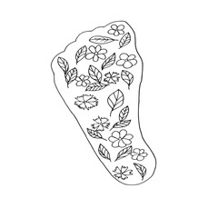 leg contour with plant elements concept zero waste black and white graphics vector illustration Composition freehand drawing base for postcards textiles and advertising