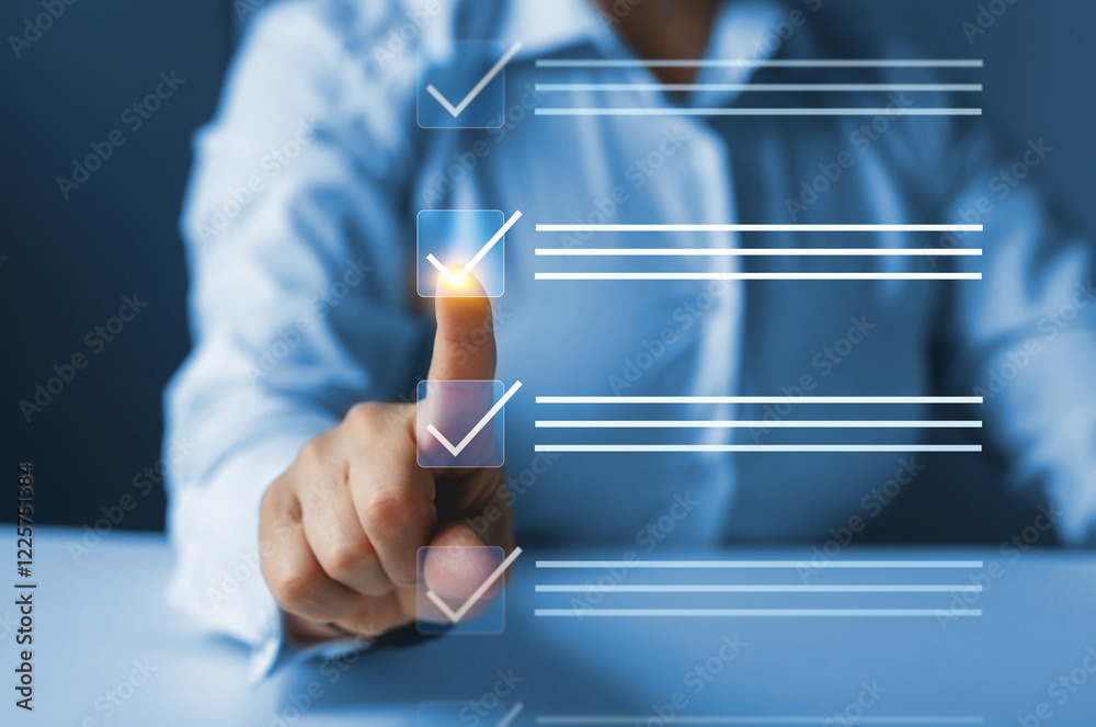 Poster Fast checklist and clipboard task management.Business productivity checklist and filling survey form online.	
