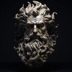 God the Father in Greek Sculpture Style - Generative AI Engraving of the Thankful Human Face with Divine Hair and Religious Head