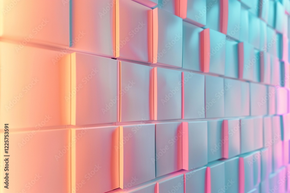 Aufkleber modern and stylish geometric pattern of iridescent squares on abstract wall background