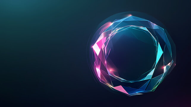 Round diamond with glowing lens flares, cut out. based on generative ai. Diamond Path. Illustration