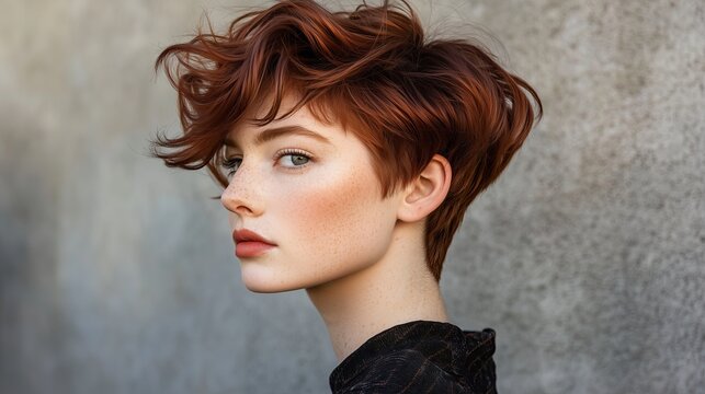 Reddish brown long pixie