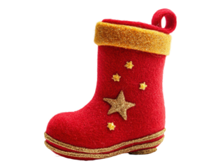 Isolated Christmas Felt Boot Decoration