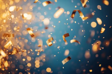 Shimmering gold confetti with sparkling dust for celebratory card designs and greetings perfect for special occasions and congratulations messages