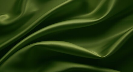 Smooth dark green fabric with elegant flowing folds and soft texture