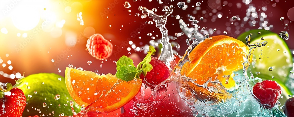 Fototapete Refreshing blend of citrus and berries creating a delightful and nutritious summer drink