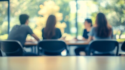 Blur image parent of student and teachers are meeting use for background