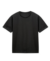 Naklejka premium Black cotton t-shirt isolated on white, male tshirt object nobody, men's shirt front side.
