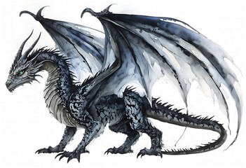 Dragon in watercolor on a white background