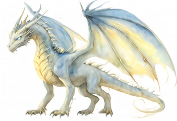 Fototapeta premium Dragon in watercolor on a white background