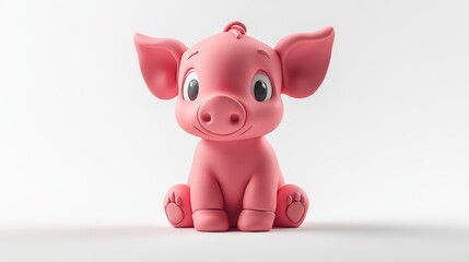 Plasticine baby animal 3D rendering sculpture isolated on white