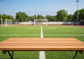 Fototapeta premium Product display table in a football stadium