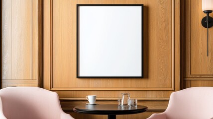 Showcasing elegant empty frame in modern artistic mockup bright inviting atmosphere stylish interior design aesthetic viewpoint