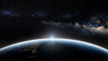 어두운 하늘을 배경으로 한 행성의 밤 장면