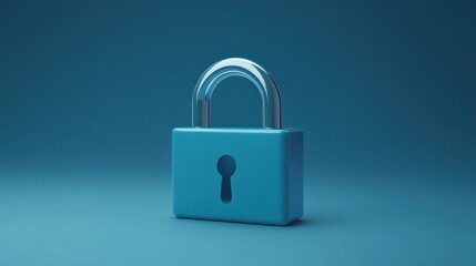 3d Fingerprint padlock icon isolated on blue background. Biometric verification. Touch ID 3D render