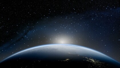 어두운 하늘을 배경으로 한 행성의 밤 장면