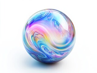 3D pastel pink-blue ball with crystal gradient, isolated on white. Glossy abstract geometric shape