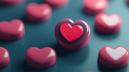 Obraz premium social media like notification icon with heart symbol. Social media success concept - 3d rendering