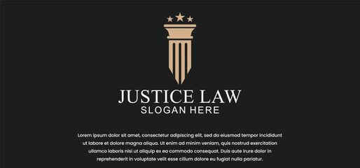 legal logo with the concept of the symbol of the pillar of justice, creative premium for lawyers and law firms