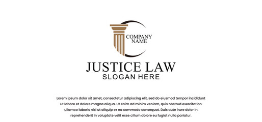 legal logo with the concept of the symbol of the pillar of justice, creative premium for lawyers and law firms