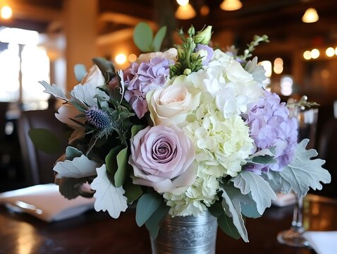Elegant Lavender & White Hydrangea Wedding Bouquet