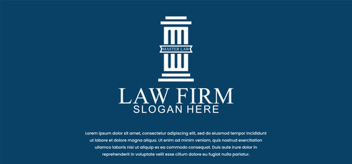 legal logo with the concept of the symbol of the pillar of justice, creative premium for lawyers and law firms