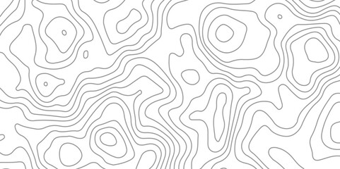 Fototapeta premium The grey white on black contours vector topography stylized height of the lines. The concept of a conditional geography scheme and the terrain path. Ultra wide. Map vector terrain Illustration. 