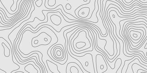 Obraz premium The grey white on black contours vector topography stylized height of the lines. The concept of a conditional geography scheme and the terrain path. Ultra wide. Map vector terrain Illustration. 