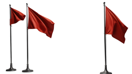3d flag. red flag on a transparent background