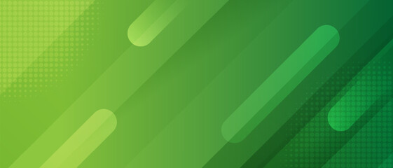Abstract green banner background with diagonal stripes and dots. vector illustration
