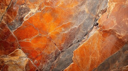 Fototapeta premium Textured rock surface showcasing deep orange and gray patterns in detail