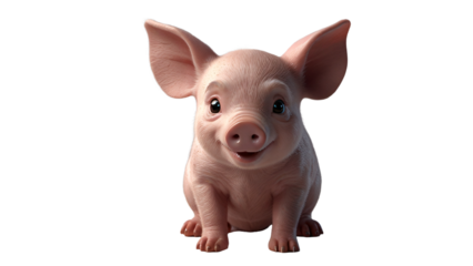 piglet on a transparent background. 3d pig