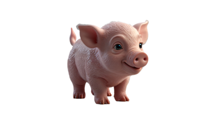 piglet on a transparent background. 3d pig