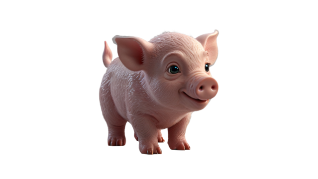 piglet on a transparent background. 3d pig