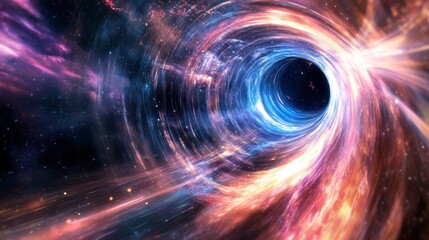 Obraz premium A spacecraft creating a temporary wormhole using a powerful quantum engine