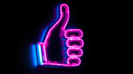 Vibrant Pink and Blue Neon Light Like Symbol on Black Background. Cyber-Themed 3D Render with Isolated Bright Colours