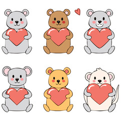 animal, bear, cartoon, vector, illustration, teddy, baby, set, love, dog, toy, cute, animals, heart, icon, art, panda, collection, valentine, fun, brown, bears, pet, mammal, kid
