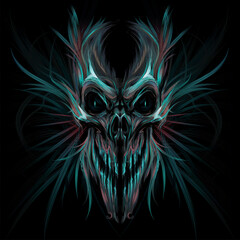 illustration Ethereal Nightmare: The Haunting Skull of Shadows