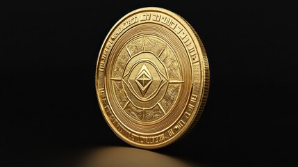 3d Gold coin or bitcoin currency money icon. Bitcoin digital gold coin 3D render